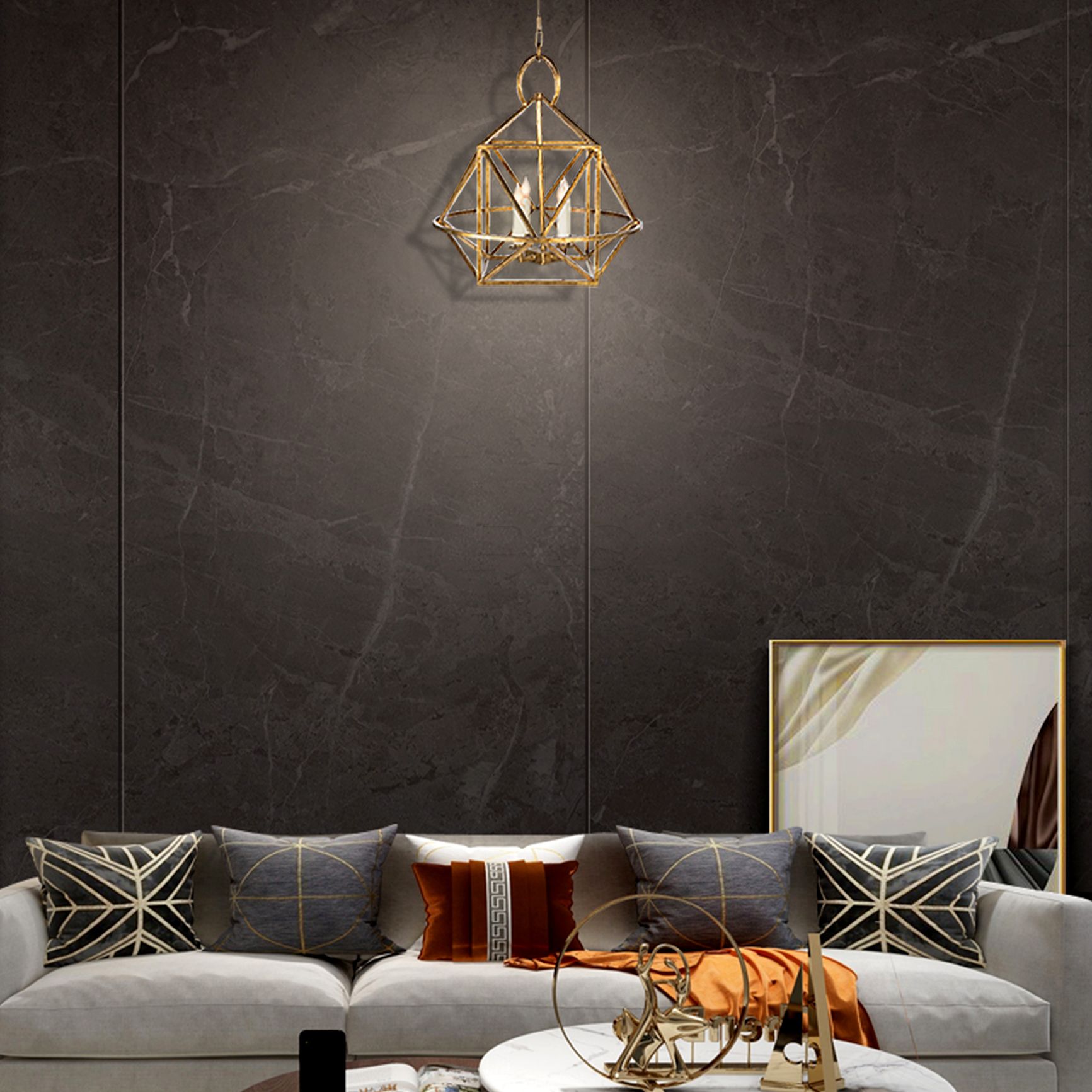 Designed Geometrical Gold Foil Pendant lamp