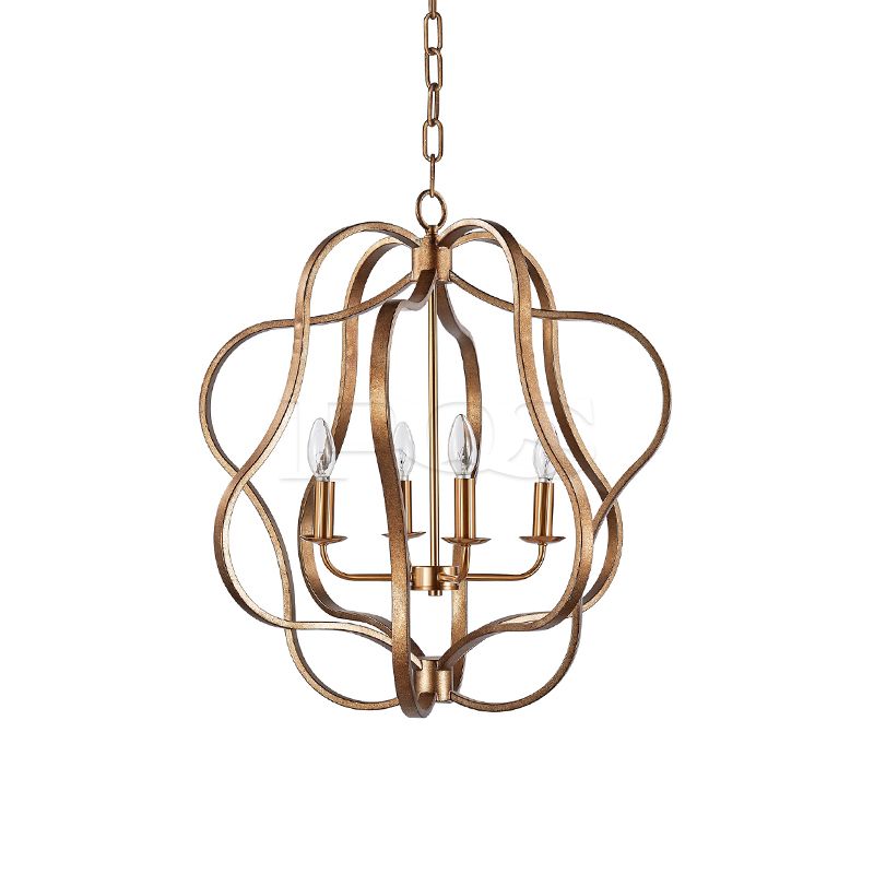 Creative Modern 4-Holder Pendant Irregular Ring  Chandelier Golden Ceiling Fixture