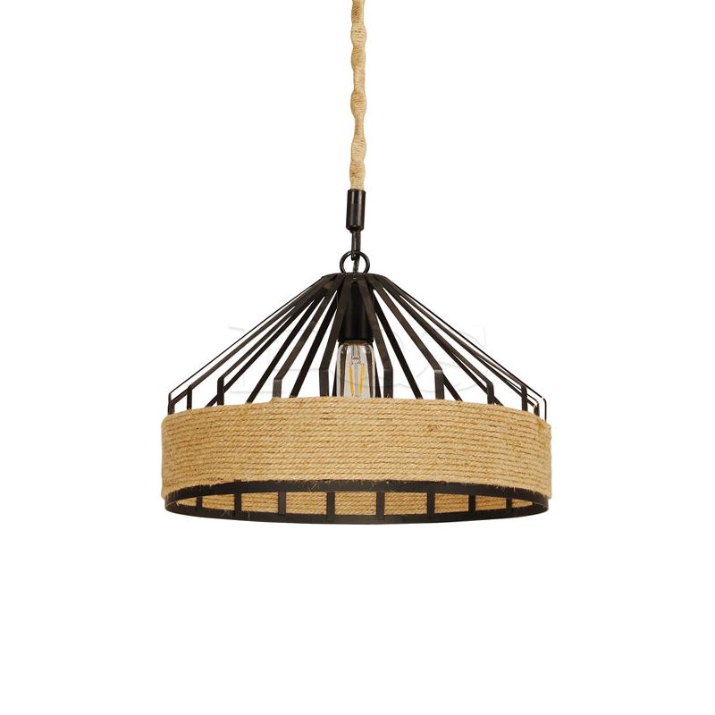 RRustic Contemporary Pendant Light With Rope ,1-Holder Kitchen Ceiling Light Fixture