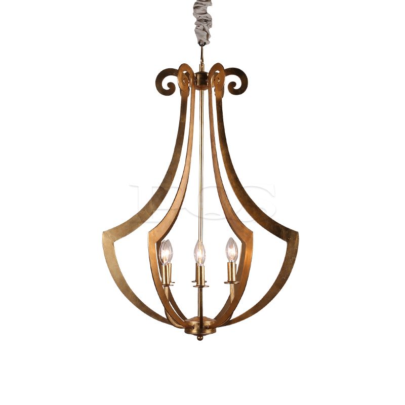 Modern Design 3-Holder Bronze Pendant, Concise Linear Decorative Chandelier