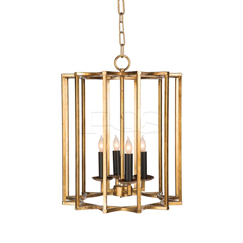 Modern Square Frame Iron Pendant, Rectangular Chandelier Ceiling Light Fixture