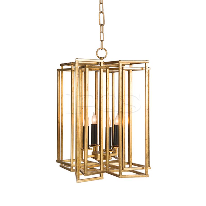 Modern Square Frame Iron Pendant, Rectangular Chandelier Ceiling Light Fixturer Ceiling Light Fixture