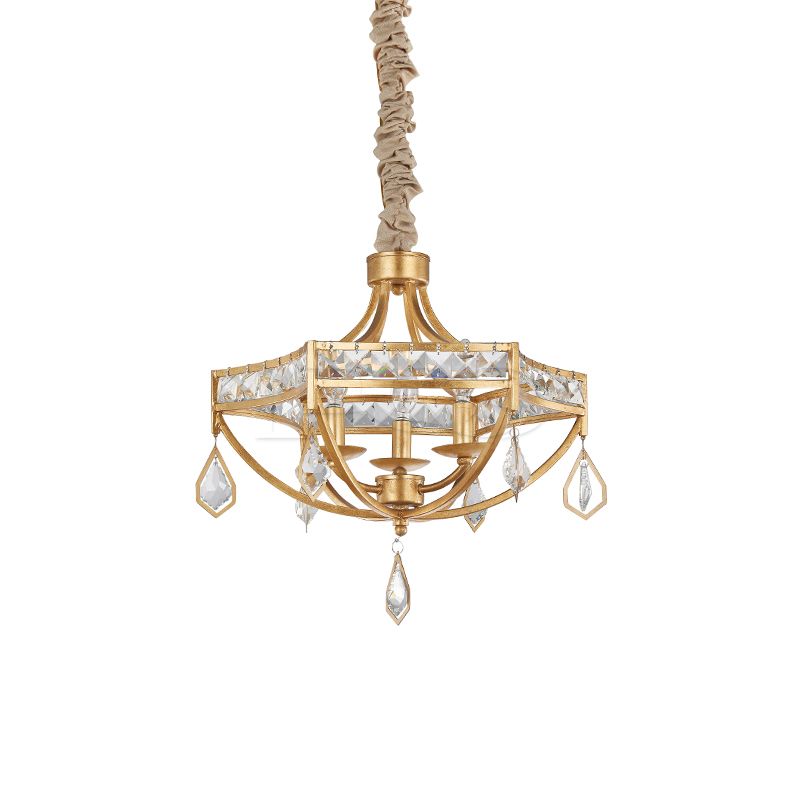 Luxurious Modern Crystal CHandelier with Golden Frame Ceiling Light Fixture