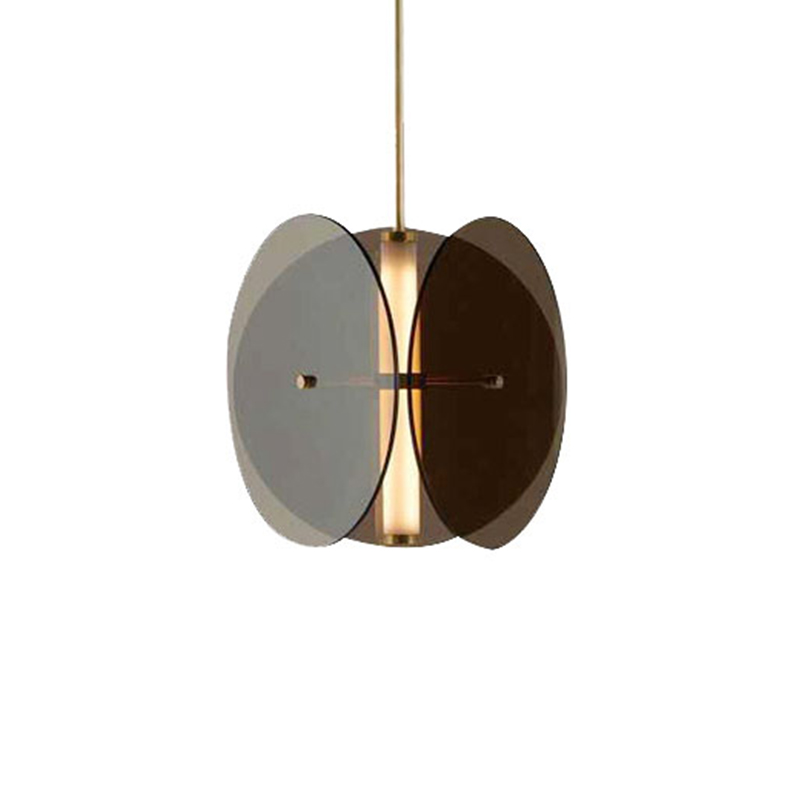 Contemporary Composite Decorative Pendant with Circular Glass Shade