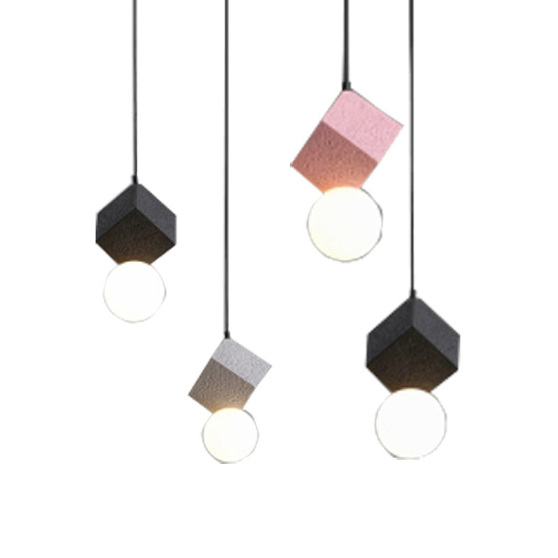 concise but creative outlook that consists of a cubic body and a spherical lamp shade Pendant Lamp