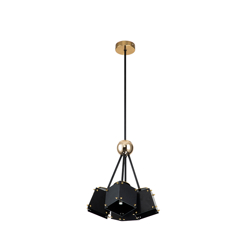 Modern Black&Gold Embellished Cubic Ceiling Light Fixture