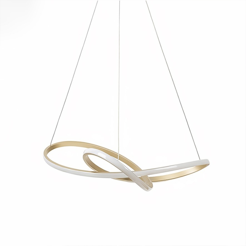 Dynamic Contemporary Curved Linear Dark Gold White Concise Pendant Light