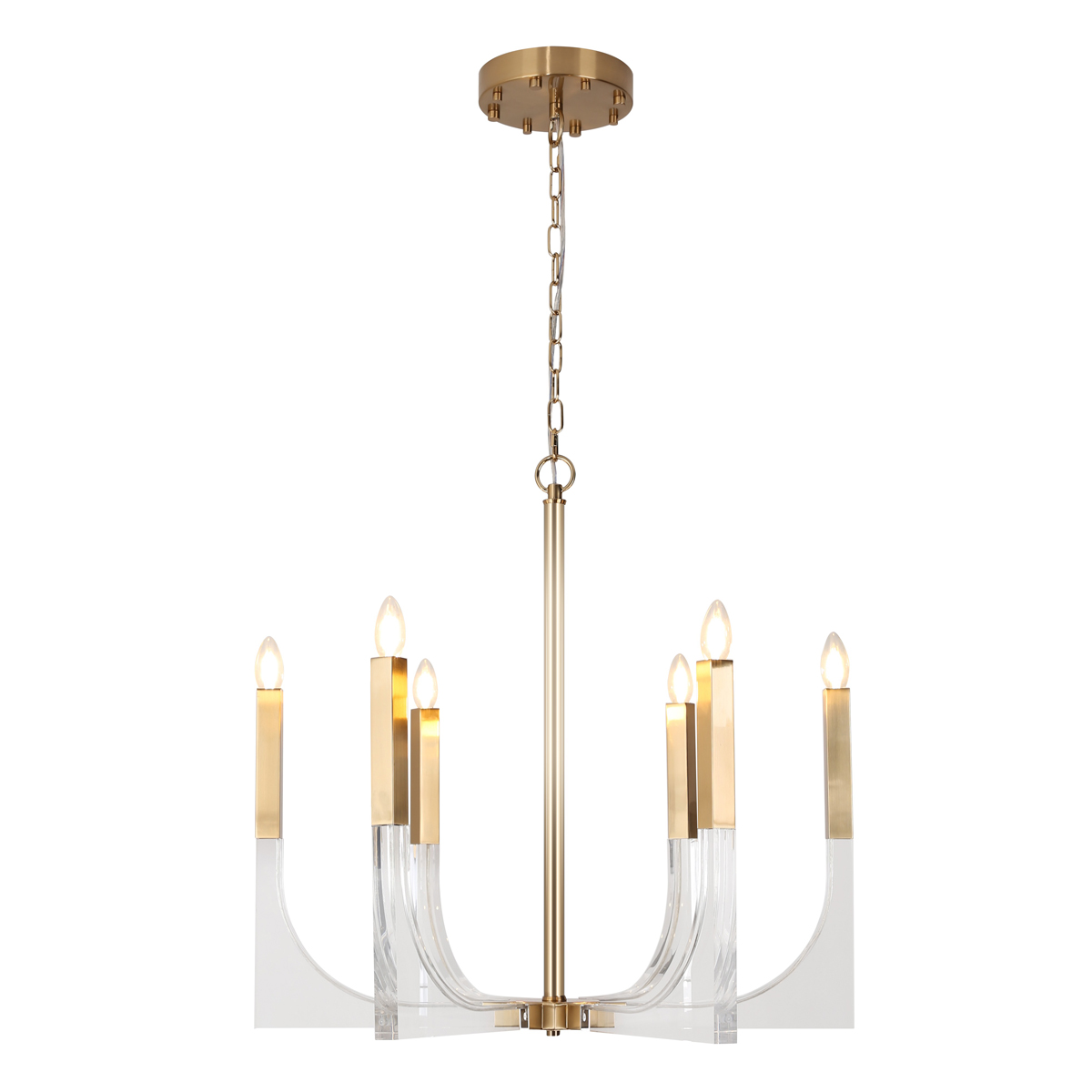 Gold acrylic chandelier iron metal modern  lighting