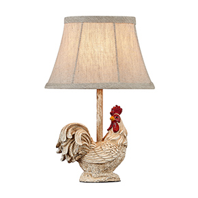 White Rooster Statue with Milky White Shade Table Lamp for Home Decor