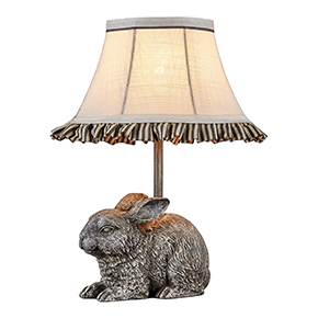 White Fabric with Cloth-Lined Shade Rabbit Table Lamp for Room Decor