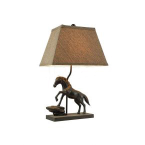 Contemporary Leaping Black Horse Table Lamp with Base