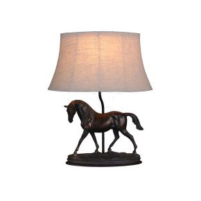 Contemporary Black Horse Table Lamp with Base