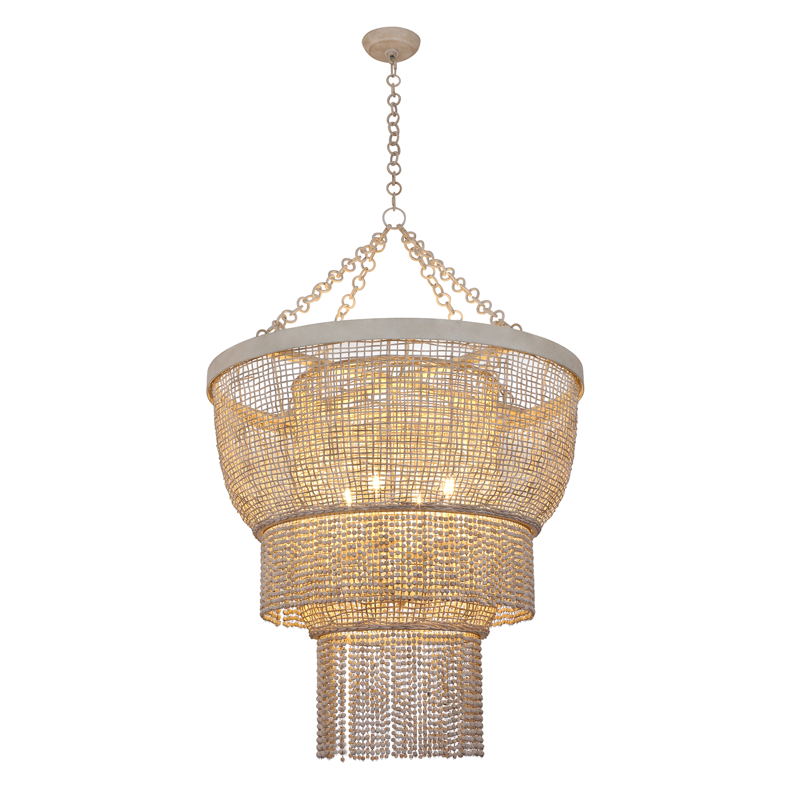 Metal Wooden Bead Chandelier